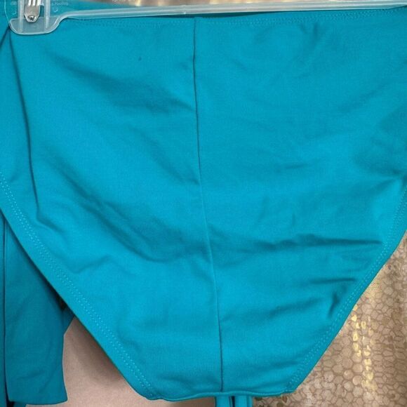 La Blanca Teal Turquoise Island Goddess Halter Tankini Swim Top Bottom Set 10 - Picture 5 of 11